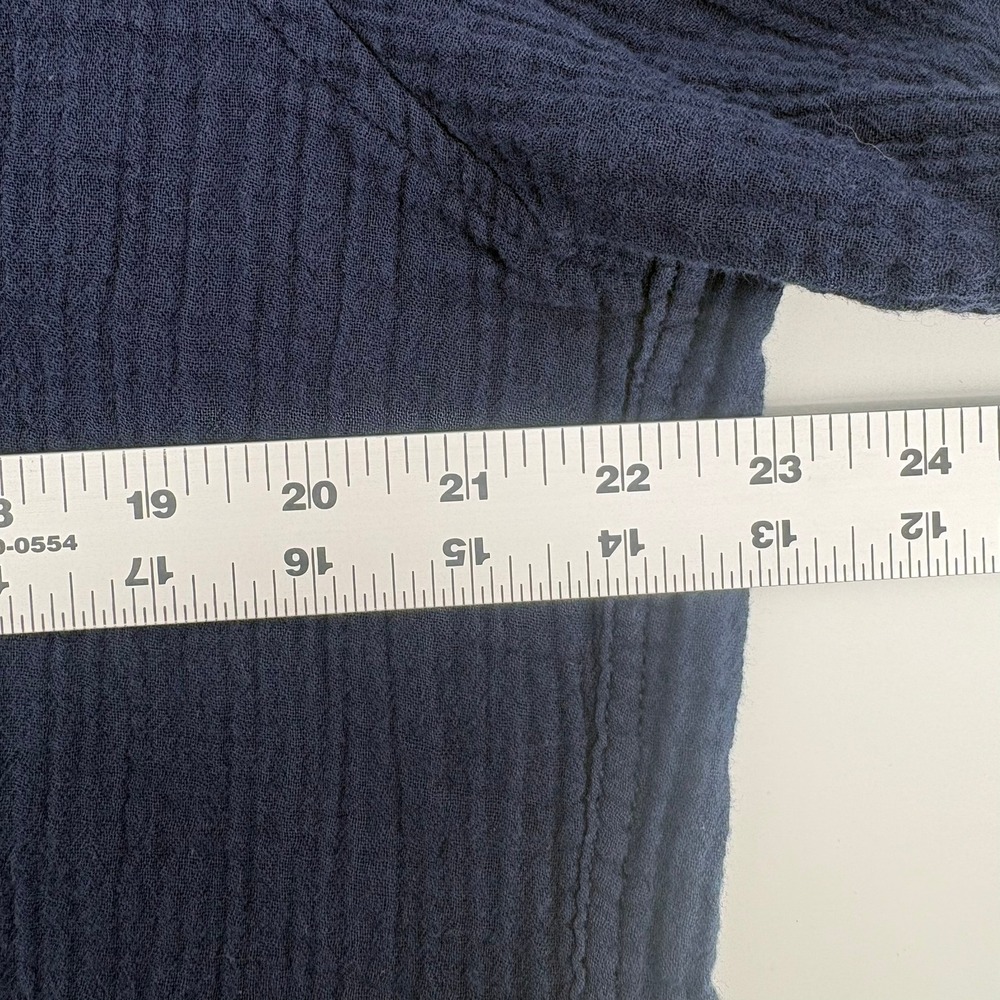 LL Bean Mens Navy Blue Double Gauze Cotton Short Sleeve Button Down Shirt Large - Picture 5 of 7